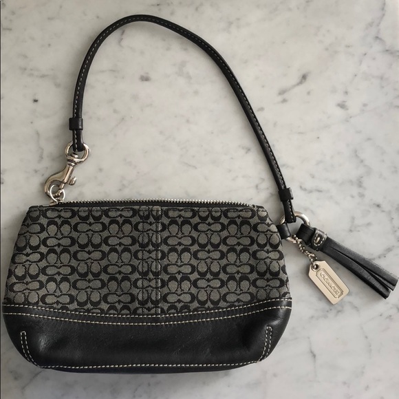 Coach Handbags - Black Mini Coach Logo Wristlet